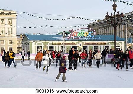 Russia, St Petersburg, palace square, ice rink. View Large Photo Image Stock Photograph - Russia, St Petersburg, palace square, ice rink.. Fotosearch