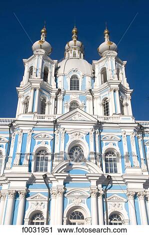 Stock Image - Russia, St Petersburg, the Smolny cathedral.. Fotosearch