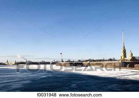 Stock Photo - Russia, St Petersburg, Vassilievsky island, the Peter and Paul fortress.. Fotosearch