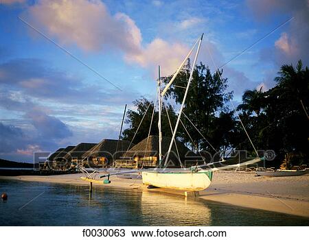 Stock Image - Society Islands, Bora Bora island, hotel. Fotosearch