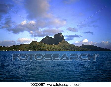 Stock Photo - Society Islands, Bora Bora island, mount Otemanu. Fotosearch