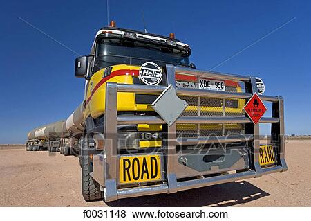 Stock Photo - South Australia, Coober Pedy, road train. Fotosearch