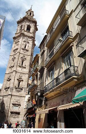 Spain, Valencia, Calle de la Paz, bell tower of the Santa Catalina church View Large Photo Image Picture - Spain, Valencia, Calle de la Paz, bell tower of the Santa Catalina church. Fotosearch