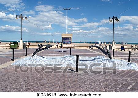 Spain, Valencia, Levante/Las Arenas beach, dolphins sculptures View Large Photo Image Stock Photo - Spain, Valencia, Levante/Las Arenas beach, dolphins sculptures. Fotosearch