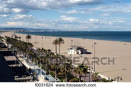 Spain, Valencia, Malvarossa beach View Large Photo Image Picture - Spain, Valencia, Malvarossa beach. Fotosearch