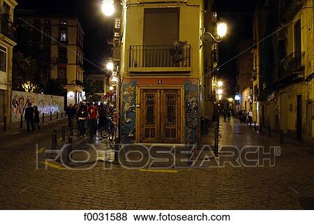 Spain, Valencia, medieval district by night View Large Photo Image Stock Photo - Spain, Valencia, medieval district by night. Fotosearch