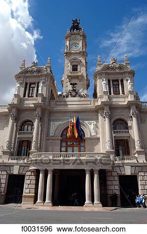 Spain, Valencia, plazza Ayuntamiento, town hall View Large Photo Image Stock Photograph - Spain, Valencia, plazza Ayuntamiento, town hall. Fotosearch