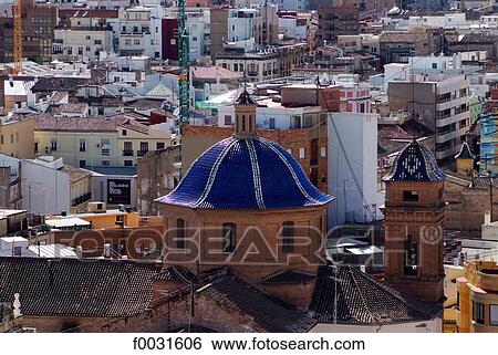 Stock Photograph - Spain, Valencia, roofs and cupolas. Fotosearch