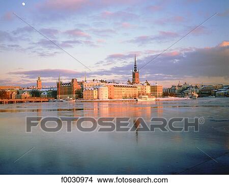 Sweden, Stockholm, Gamla Stan: old city, Riddarholmen island in winter View Large Photo Image Picture - Sweden, Stockholm, Gamla Stan: old city, Riddarholmen island in winter. Fotosearch