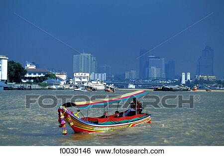 Stock Photograph - Thailand, Bangkok, Chao Praya river, water taxi. Fotosearch