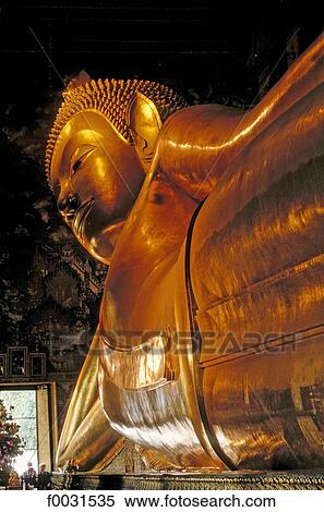 Stock Photography - Thailand, Bangkok, Wat Po temple, reclining Buddha. Fotosearch
