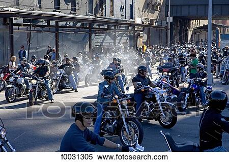 United States, New York, Manhattan, during the "Liberty ride", Harley-Davidson bikers gathering View Large Photo Image Stock Photography - United States, New York, Manhattan, during the "Liberty ride", Harley-Davidson bikers gathering . Fotosearch