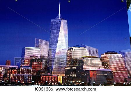 United States, New York, Manhattan, drawing of the future tower to be built at Ground Zero View Large Photo Image Stock Photography - United States, New York, Manhattan, drawing of the future tower to be built at Ground Zero. Fotosearch