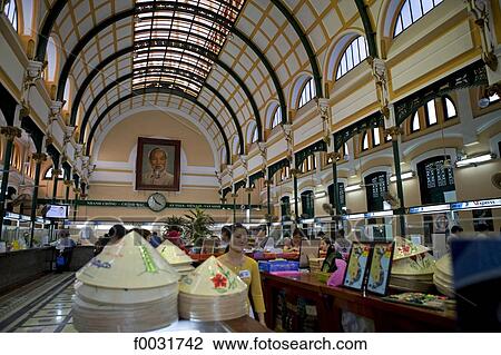 Vietnam, Ho Chi Minh city, post office. View Large Photo Image Stock Image - Vietnam, Ho Chi Minh city, post office.. Fotosearch