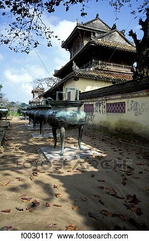 Vietnam, Hué, dynastic urns and pavillion of Splendour View Large Photo Image Stock Photo - Vietnam, Hué, dynastic urns and pavillion of Splendour. Fotosearch
