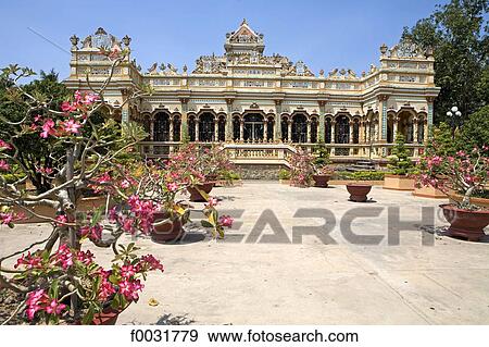 Vietnam, My Tho, Vinh Trang pagoda. View Large Photo Image Stock Photo - Vietnam, My Tho, Vinh Trang pagoda.. Fotosearch