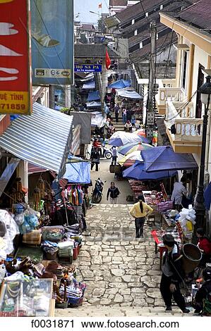 Vietnam, Sappa, commercial street. View Large Photo Image Stock Image - Vietnam, Sappa, commercial street.. Fotosearch