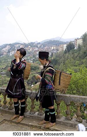 Stock Image - Vietnam, Sappa, Hmong young woman in traditional costume.. Fotosearch