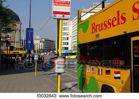 Belgium, Brussels, bus stop View Large Photo Image Stock Image - Belgium, Brussels, bus stop. Fotosearch