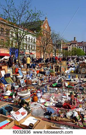 Stock Photograph - Belgium, Brussels, flea market. Fotosearch