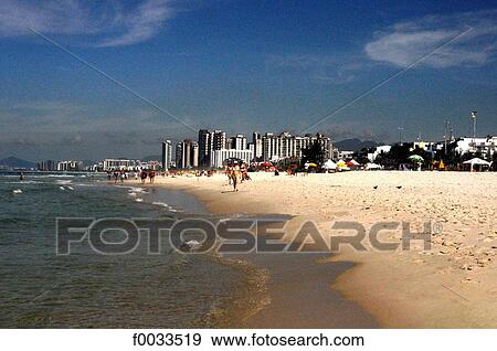 Brazil, Rio de Janeiro, Barra da Tijuca, beach View Large Photo Image Stock Photo - Brazil, Rio de Janeiro, Barra da Tijuca, beach. Fotosearch