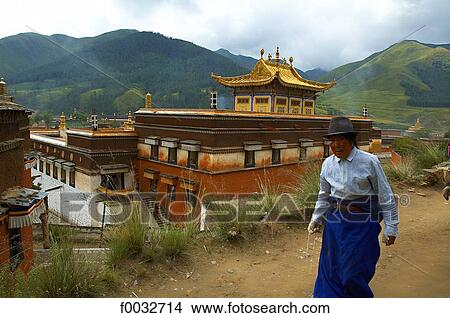 China, Gansu, Xiahe, Tibetan monastery of Labrang, pilgrims View Large Photo Image Picture - China, Gansu, Xiahe, Tibetan monastery of Labrang, pilgrims. Fotosearch