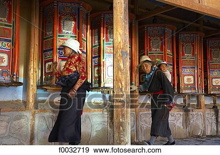 China, Gansu, Xiahe, Tibetan monastery of Labrang, pilgrims View Large Photo Image Stock Photo - China, Gansu, Xiahe, Tibetan monastery of Labrang, pilgrims. Fotosearch