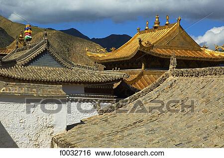 China, Gansu, Xiahe, Tibetan monastery of Labrang View Large Photo Image Stock Photograph - China, Gansu, Xiahe, Tibetan monastery of Labrang. Fotosearch