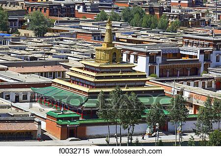 China, Gansu, Xiahe, Tibetan monastery of Labrang View Large Photo Image Stock Photography - China, Gansu, Xiahe, Tibetan monastery of Labrang. Fotosearch