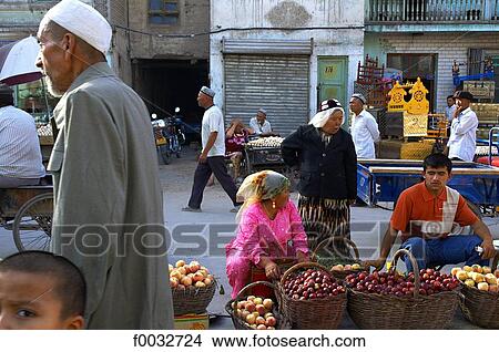 China, Xinjiang, Kashgar, bazaar of the old city View Large Photo Image Picture - China, Xinjiang, Kashgar, bazaar of the old city. Fotosearch