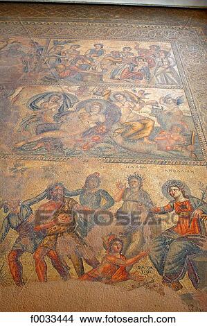 Cyprus Paphos House Of Dionysos Mosaics Picture F0033444 Fotosearch