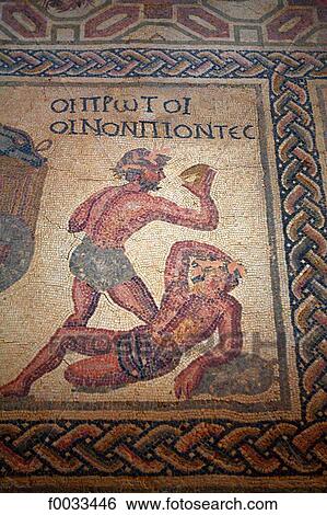 Stock Photograph - Cyprus, Paphos, house of Dionysos, mosaics. Fotosearch