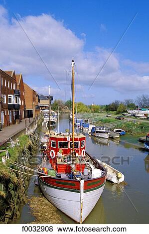 England, Kent, Sandwich, boat on the river View Large Photo Image Stock Photo - England, Kent, Sandwich, boat on the river. Fotosearch