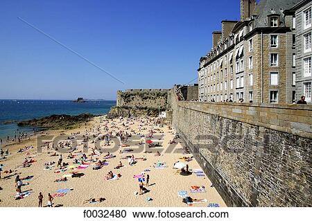 France, Brittany, Saint Malo, beach View Large Photo Image Stock Image - France, Brittany, Saint Malo, beach. Fotosearch