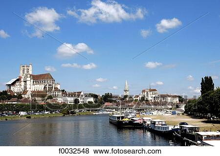France, Burgundy, Auxerre, cathedral along Yonne river View Large Photo Image Stock Photo - France, Burgundy, Auxerre, cathedral along Yonne river. Fotosearch