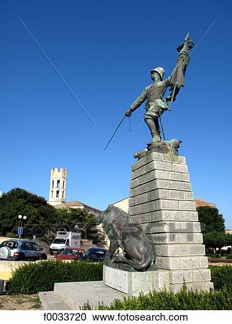 Stock Image - France, Corsica, Bonifacio, statue. Fotosearch
