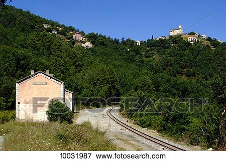 France, Corsica, Poggio-di-venaco train station. View Large Photo Image Stock Photo - France, Corsica, Poggio-di-venaco train station.. Fotosearch