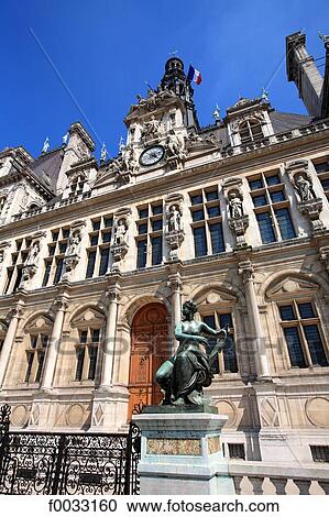 France, Paris, hotel de ville, facade View Large Photo Image Stock Image - France, Paris, hotel de ville, facade. Fotosearch