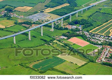 Stock Image - France, Pas-de-Calais, aerial view of Echinghen. Fotosearch