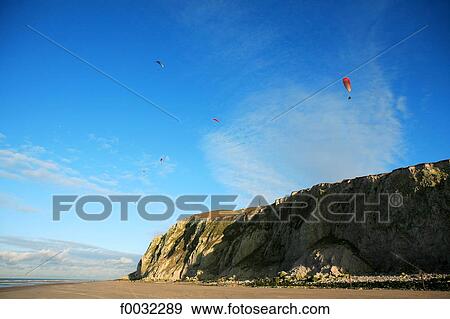 France, Pas-de-Calais, Cap Blanc Nez, paragliders. View Large Photo Image Stock Photo - France, Pas-de-Calais, Cap Blanc Nez, paragliders.. Fotosearch