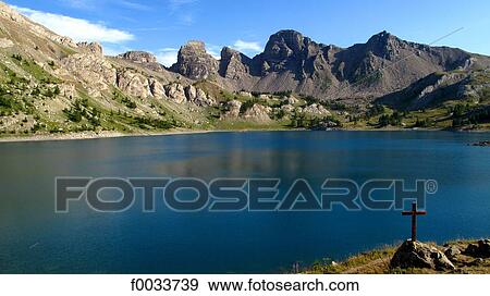 France, Provence, lake of Allos View Large Photo Image Stock Photo - France, Provence, lake of Allos. Fotosearch
