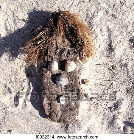 France, Provence, peninsula of Giens, face made with shells. View Large Photo Image Picture - France, Provence, peninsula of Giens, face made with shells.. Fotosearch
