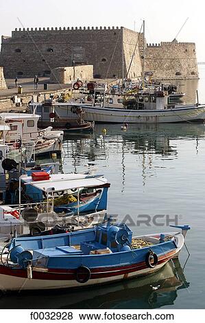 Greece, Crete, port of Heraklion View Large Photo Image Stock Photo - Greece, Crete, port of Heraklion. Fotosearch