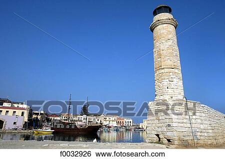 Greece, Crete, Rethymno, lighthouse View Large Photo Image Stock Photograph - Greece, Crete, Rethymno, lighthouse. Fotosearch