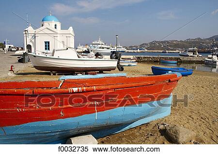 Greece, Cyclades, Mykonos, Hora, chapel at the edge of the beach View Large Photo Image Stock Photography - Greece, Cyclades, Mykonos, Hora, chapel at the edge of the beach. Fotosearch