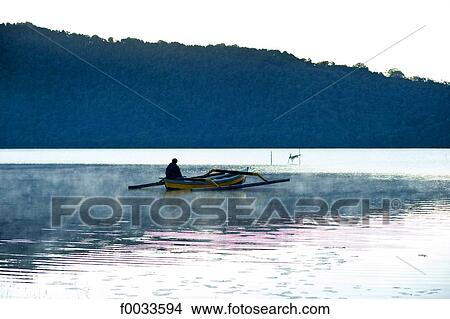 Indonesia, Bali, lake Bratan, fisherman View Large Photo Image Picture - Indonesia, Bali, lake Bratan, fisherman. Fotosearch