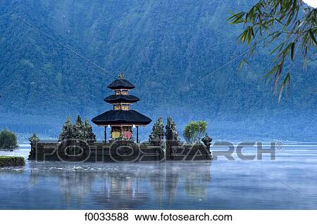Indonesia, Bali, pagoda on the Bratan lake View Large Photo Image Stock Photo - Indonesia, Bali, pagoda on the Bratan lake. Fotosearch