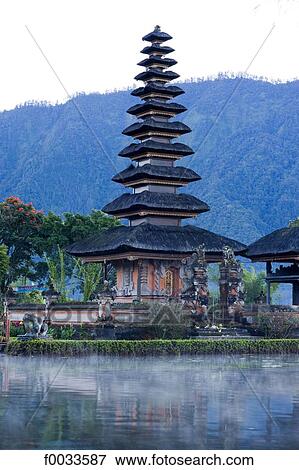 Indonesia, Bali, temple of Pura Ulun Danu Bratan on the Bratan lake View Large Photo Image Stock Photo - Indonesia, Bali, temple of Pura Ulun Danu Bratan on the Bratan lake. Fotosearch