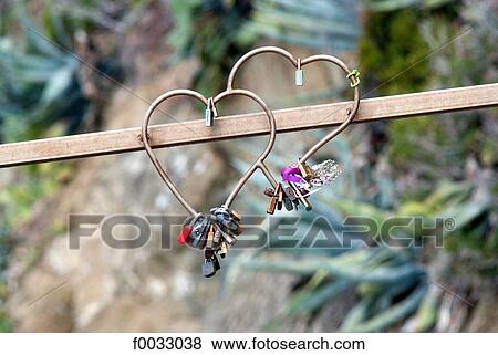 Stock Photo - Italy, Liguria, Manarola, padlocks on la via dell amore. Fotosearch