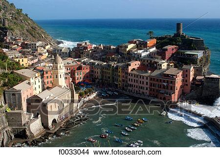 Italy, Liguria, Vernazza View Large Photo Image Picture - Italy, Liguria, Vernazza. Fotosearch